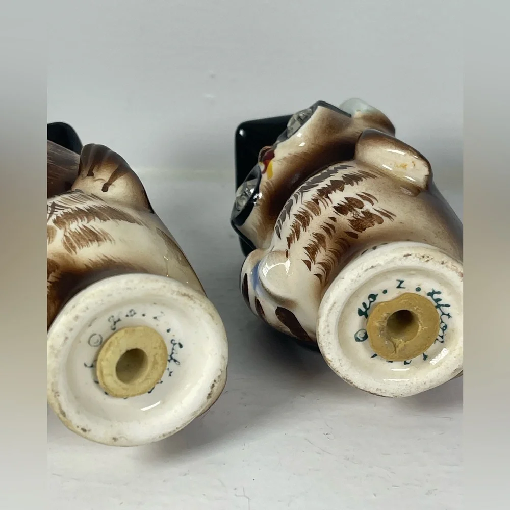 Lefton Vintage ceramic wise‎ owls salt & pepper shakers-Anthropomorphic-kitschy
